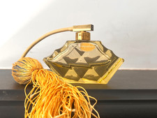 Vintage  Pompadour Austria  Art Deco yellow Glass Perfume Scent Bottle Atomiser
