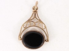 Onyx Bloodstone Fob 9ct Rose