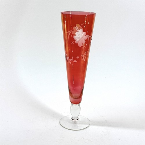 Vintage cranberry glass etched - vintage,