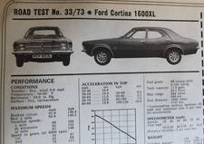 Original 1973 FORD CORTINA 1600XL Mk3 Motor magazine road test No 33/73 (folded)