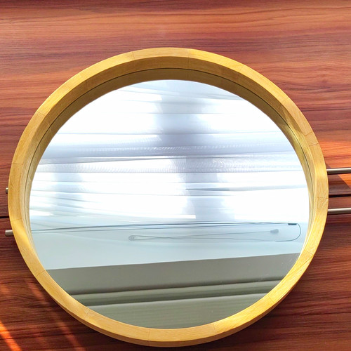 Solid wood round wall mirror - solid,