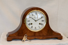 Serviced Superb Comitti of London Walnut 8 Day Bell Strike Napoleon Mantle Clock