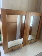 Vintage Wooden Bathroom Cabinet with Mirror Storage Cupboard Shelves