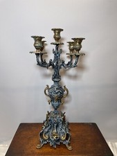 FIVE ARM FRENCH VINTAGE BRASS BAROQUE CANDELABRA GILT ACCENTS ROMANTIC GOTH