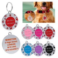 Paw Round Dog Tag "Oh Shit,I'm