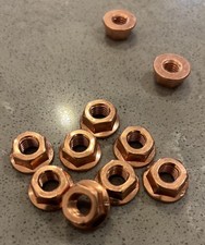 COPPER FLASHED M8 SELF LOCKING FLANGED MANIFOLD STUD LOCK NUTS