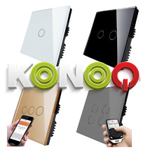 KONOQ Luxury Glass Panel Touch LED Light Smart Switch:ON/OFF,Dimmer,Remote,WIFI