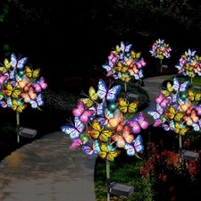 2X Solar Garden Butterfly Flower Lights Outdoor Patio Beautiful Lights 