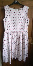 Lindy Bop Size 20 Audrey Dress White Red Polka Dots Retro Swing Stretch Cotton 