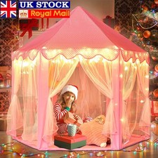 Pink Kids Girls Princess Castle Play Tent Children Play House Indoor Outdoor UK