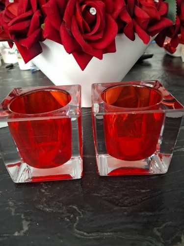 Pair solid red and - of, clear