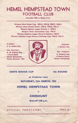 1962 hemel hempstead town v - 1962/63,