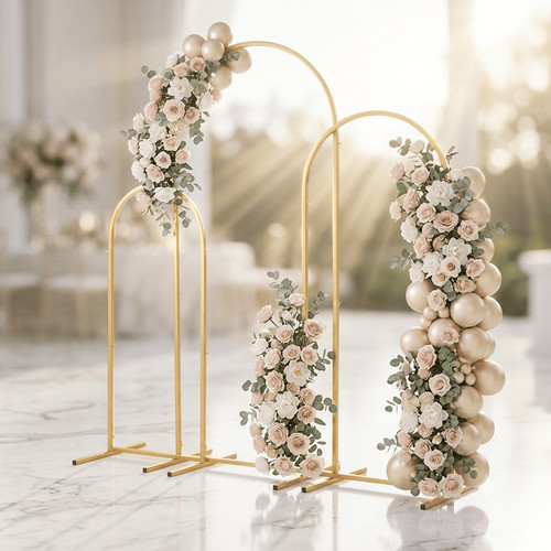 3pc wedding arch gold metal - gold,