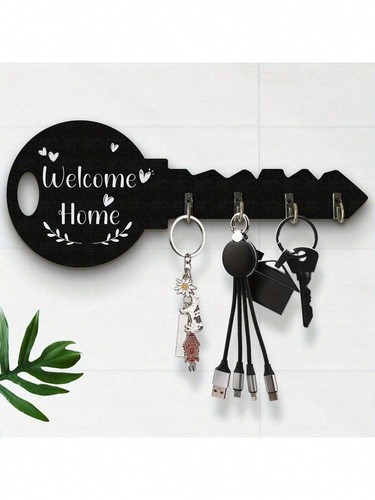 Wooden key holder with - wooden, hooks