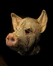 Burlap full head Pig mask, handmade Hessian mask