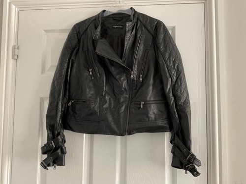 Ladies leather biker jacket - ladies,