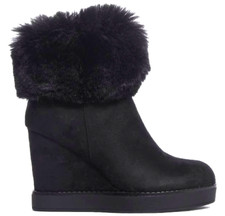 Womens Wedge Boots Winter Fur