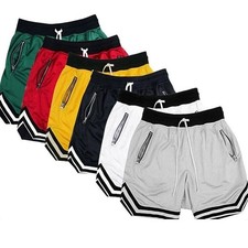 Mens Basketball Shorts Pants Athletic Mesh Pockets Running Gym Workout Quick Dry