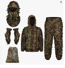 4pcs Camouflage Ghillie Suit Woodland Hunting Camo Ghillie Burlap Suit For Adult