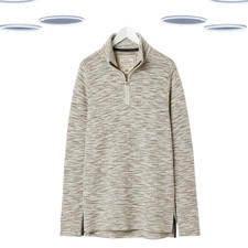Ex Fat Face Men's Long Sleeve Jumper - Half Zip Textured Oatmeal (Defect)
