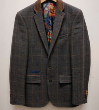 Harry Brown Mens Brown Tweed Blazer Jacket Fox Design Lining 38L Slim Fit 