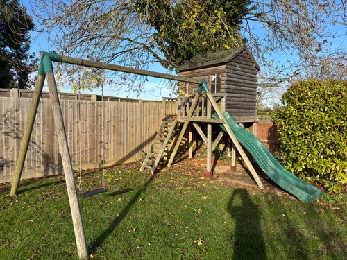 Childs tree house and swing - house,