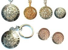NEW St Christopher Metal Necklace Pendant Keyring Badge Patron Saint of Travel