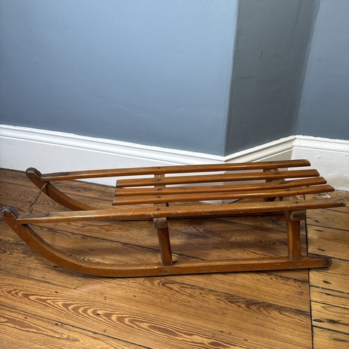 Vintage wooden davos sledge - vintage,