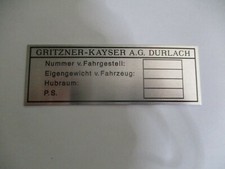 Nameplate Gritzner Kayser sign