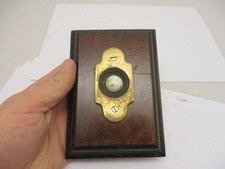 Vintage Brass Door Bell Porcelain with Wooden Surround Architectural Antique Old