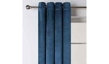 Habitat Plain Matt Velvet Eyelet Curtains, 46x72 Inches - Ink