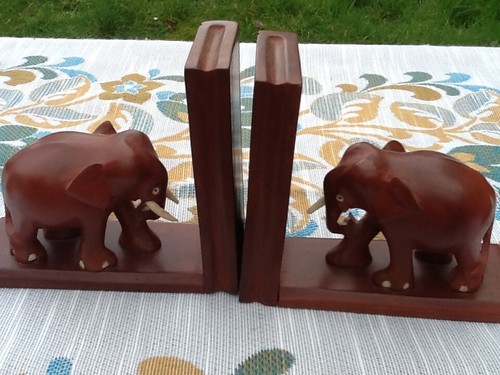 Vintage wooden carved elephant - vintage,