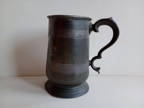 Antique quart pewter tankard - pewter,