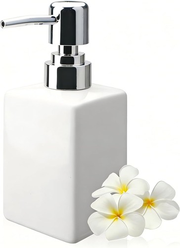White ceramic soap dispenser - ceramic,