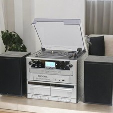Steepletone Phoenix 6-in-1 Music Centre Bluetooth CD Record Player FM Radio MP3