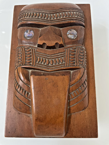 Maori hand carved - wooden, box