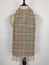 Burberry genuine vintage Nova check Brown 100% Lambswool winter Scarf Scarves