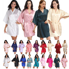 UK Plain Satin Silk Robe