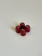 Set Of 4 BBS Red Aluminium Screw In Valve Caps Dust Covers