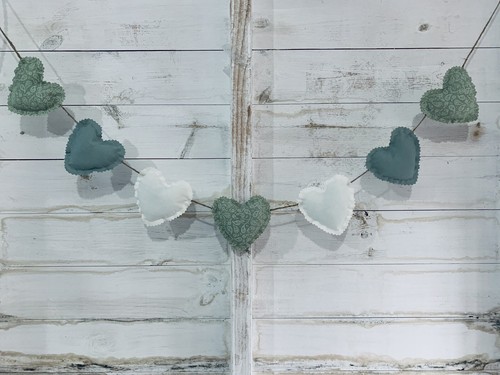 Fabric hanging heart bunting - hanging,