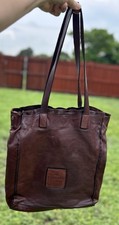 Campomaggi Teodorano Leather Shoulder Bag Purse Double Handles Dark Brown Italy