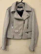 Light Grey Faux Suede Biker