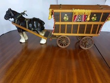 Large Vintage Romany gypsy caravan wagon & pottery Shire Horse Melba Ware