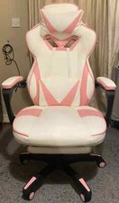 PU Leather Gaming Chair with Footrest 180 Degree Reclining Back