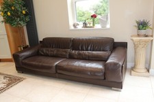 Designer Roche Bobois brown leather sofa cost new £7800