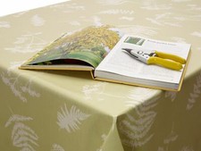 Sage Green PVC Oilcloth Tablecloth Wipeclean - 132cm Wide -Birds, Chicken,Floral