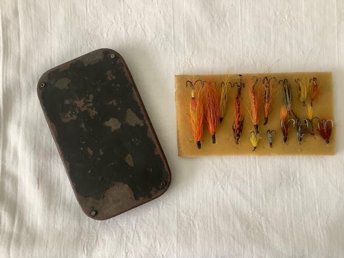 Vintage japanned salmon fly - salmon,