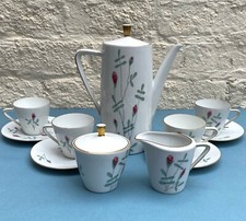 Vintage retro 50s Seltmann Weiden Monika rose bud coffee pot cups milk sugar set