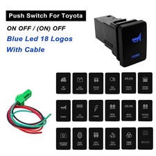 Blue Led Push Button Switch ON OFF/(ON) OFF With Cable For Toyota Landcruiser