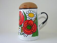 A Vintage Enamel Flour Sifter with Wooden Top ...Flower Decoration